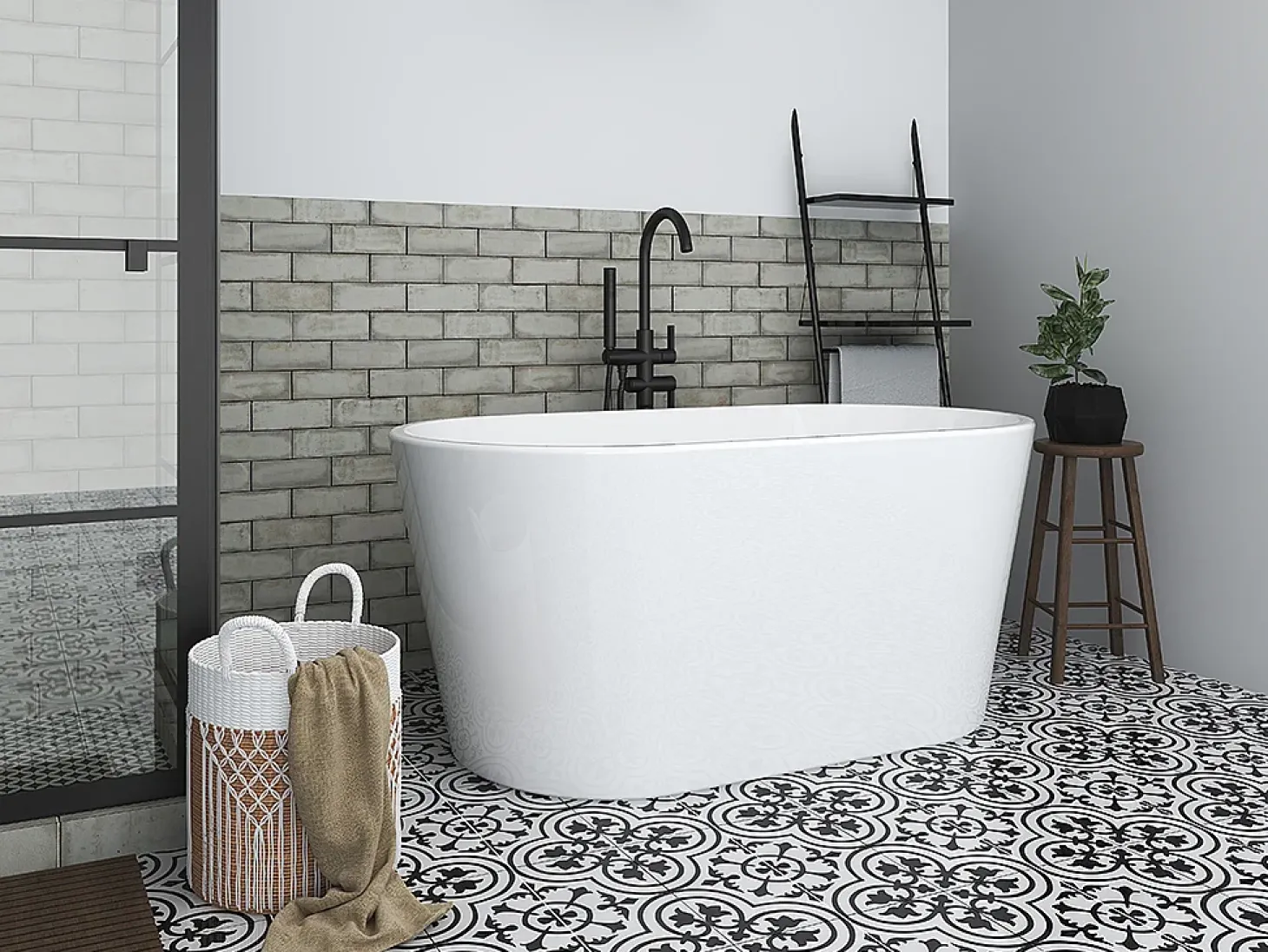 Banheira clássica oval - 180 L - 130 x 71 x 58 cm - Branca - Acrílico - APOGON
