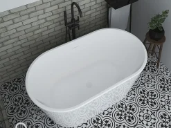 Banheira clássica oval - 180 L - 130 x 71 x 58 cm - Branca - Acrílico - APOGON