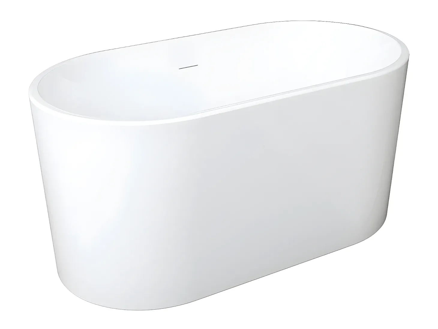 Banheira clássica oval - 180 L - 130 x 71 x 58 cm - Branca - Acrílico - APOGON