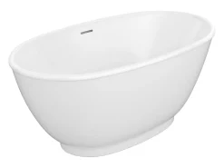 Banheira clássica oval 186 L, 130 x 70 x 57 cm, branco brilhante, acrílico - MOBULA