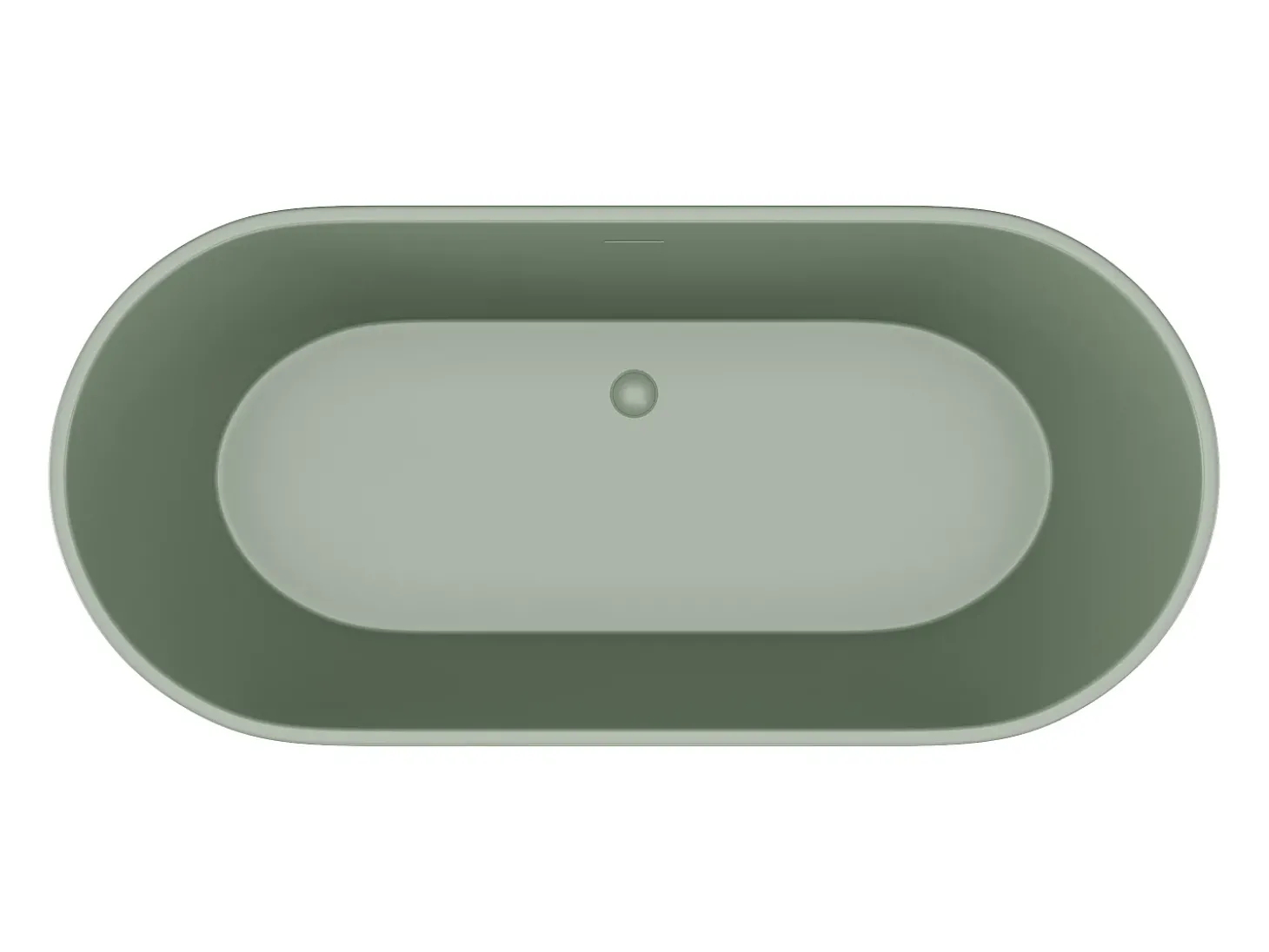 Banheira clássica oval 255 L, 159 x 74 x 56 cm, acrílico verde oliva fosco - LUZECA