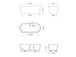 Banheira clássica oval 255 L, 159 x 74 x 56 cm, acrílico verde oliva fosco - LUZECA