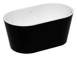 Banheira clássica oval acrílico preto, 180L, 130 x 71 x 58 cm, APOGON