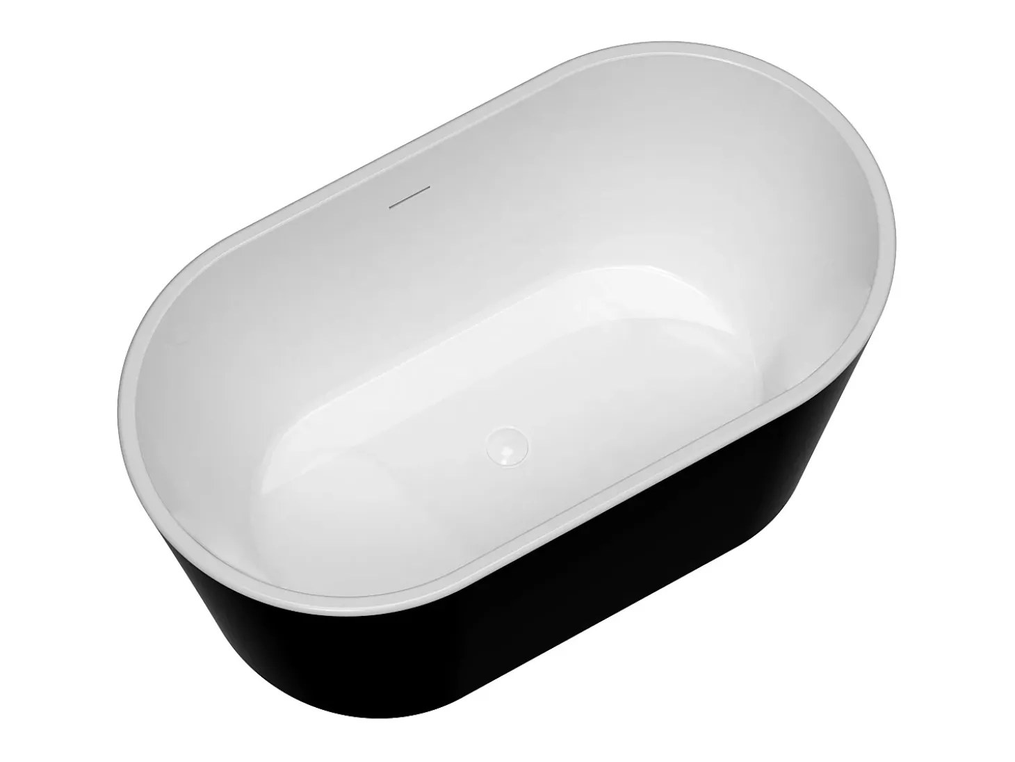 Banheira clássica oval acrílico preto, 180L, 130 x 71 x 58 cm, APOGON