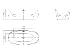 Banheira clássica oval acrílico preto 238 L, 170 x 80 x 58 cm, NICA