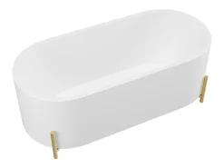 Banheira clássica oval branca com pés dourados, 230 l, 160x73,5x59 cm ALONSA