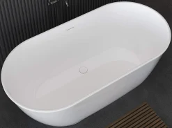 Banheira clássica oval branco em acrílico 210 L, 150 x 74 x 57 cm - MOBULA