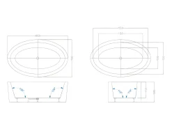Banheira clássica oval branca 251 l, 185 x 91 x 58 cm, MARMATI