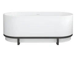 Banheira clássica oval decoração metal - 230 L - 160x75x60 cm - Branco - Acrílico - PLECO