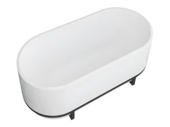 Banheira clássica oval decoração metal - 230 L - 160x75x60 cm - Branco - Acrílico - PLECO