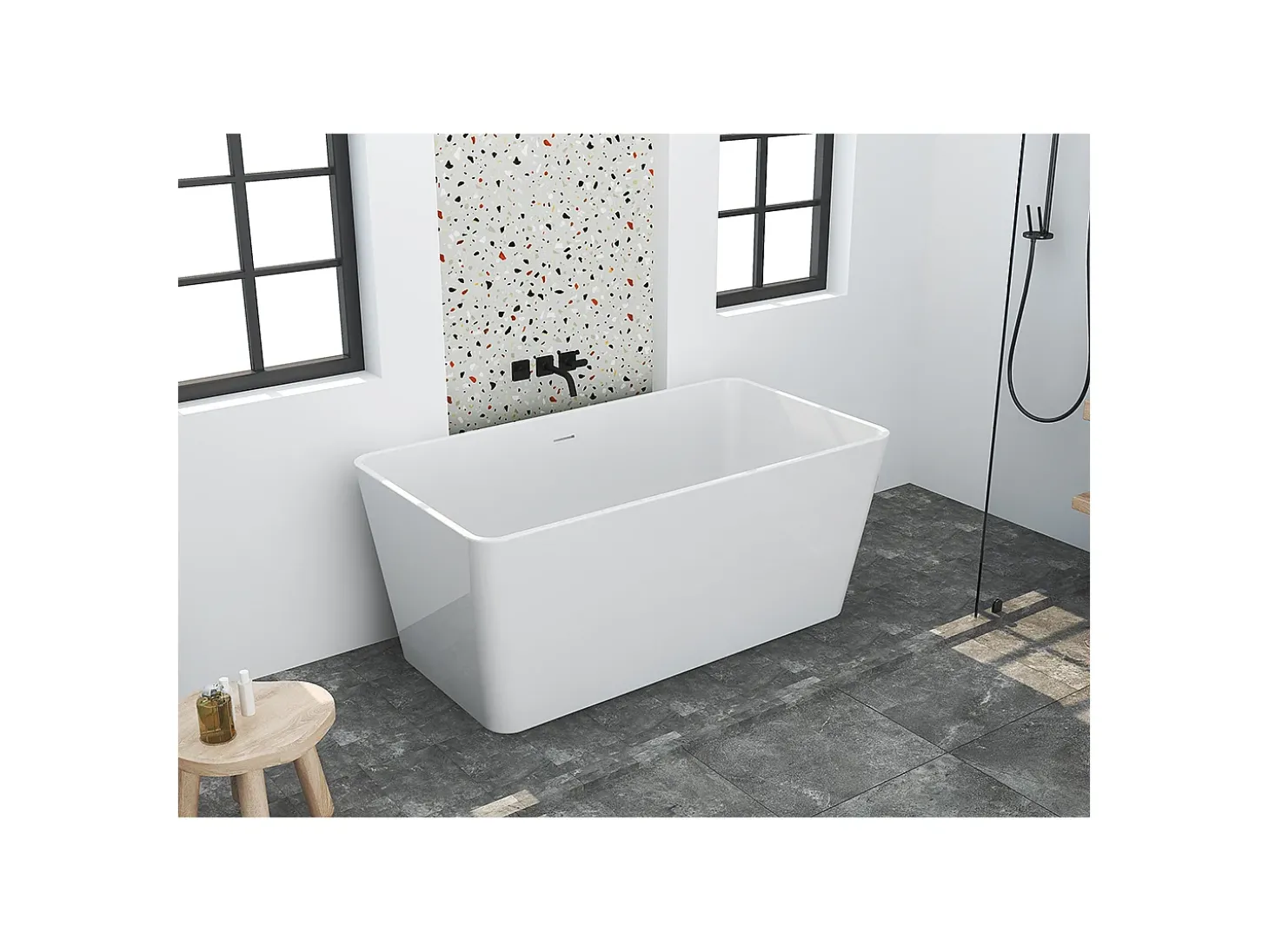 Banheira clássica retangular - 197 L - 130 x 70 x 55 cm - Branca - Acrílico - SPICARA