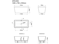 Banheira clássica retangular - 197 L - 130 x 70 x 55 cm - Branca - Acrílico - SPICARA