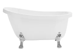 Banheira clássica retro - 200 L - 145 x 74 x 77 cm - Branco com pés prateados - NISOS