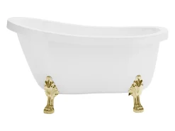 Banheira clássica retro - 200 L - 145 x 74 x 77 cm - Branco com pés dourados - NISOS