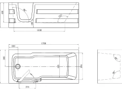 Banheira de canto com porta SERVEE - 235 L - 170*76*61 cm - Canto esquerdo - Sifão incluído