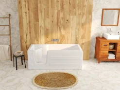 Banheira de canto com porta SERVEE - 235 L - 170*76*61 cm - Canto esquerdo - Sifão incluído
