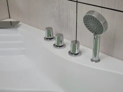 Banheira de canto de hidromassagem com sistema de cascata AGLENA - 2 lugares - 350 L - 150*150*60 cm