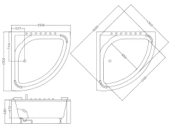 Banheira de canto de hidromassagem com sistema de cascata AGLENA - 2 lugares - 350 L - 150*150*60 cm