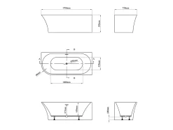 Banheira de canto direito 228 L, 170 x 75 x 59 cm, acrílico branco - PONTICOLA