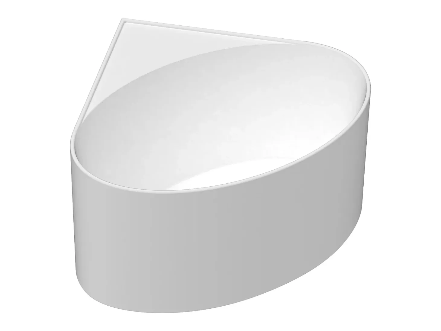 Banheira de canto em acrílico oval, branco fosco, 176 L, 100 x 100 x 58 cm, MARTA