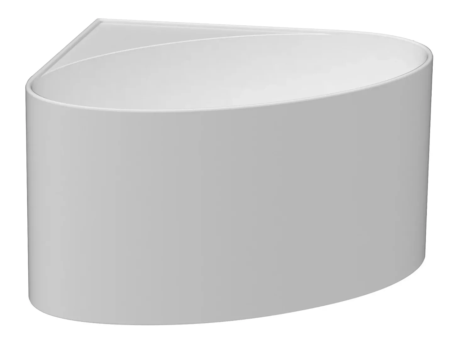 Banheira de canto em acrílico oval, branco fosco, 176 L, 100 x 100 x 58 cm, MARTA