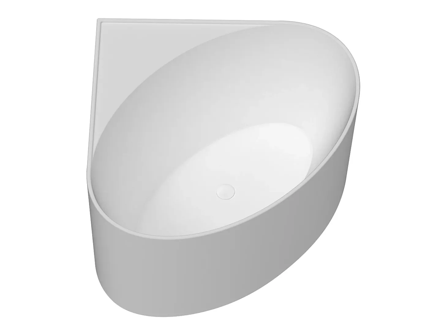 Banheira de canto em acrílico oval, branco fosco, 176 L, 100 x 100 x 58 cm, MARTA
