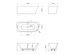 Banheira de canto esquerdo 228 L, 170 x 75 x 59 cm, acrílico branco - PONTICOLA