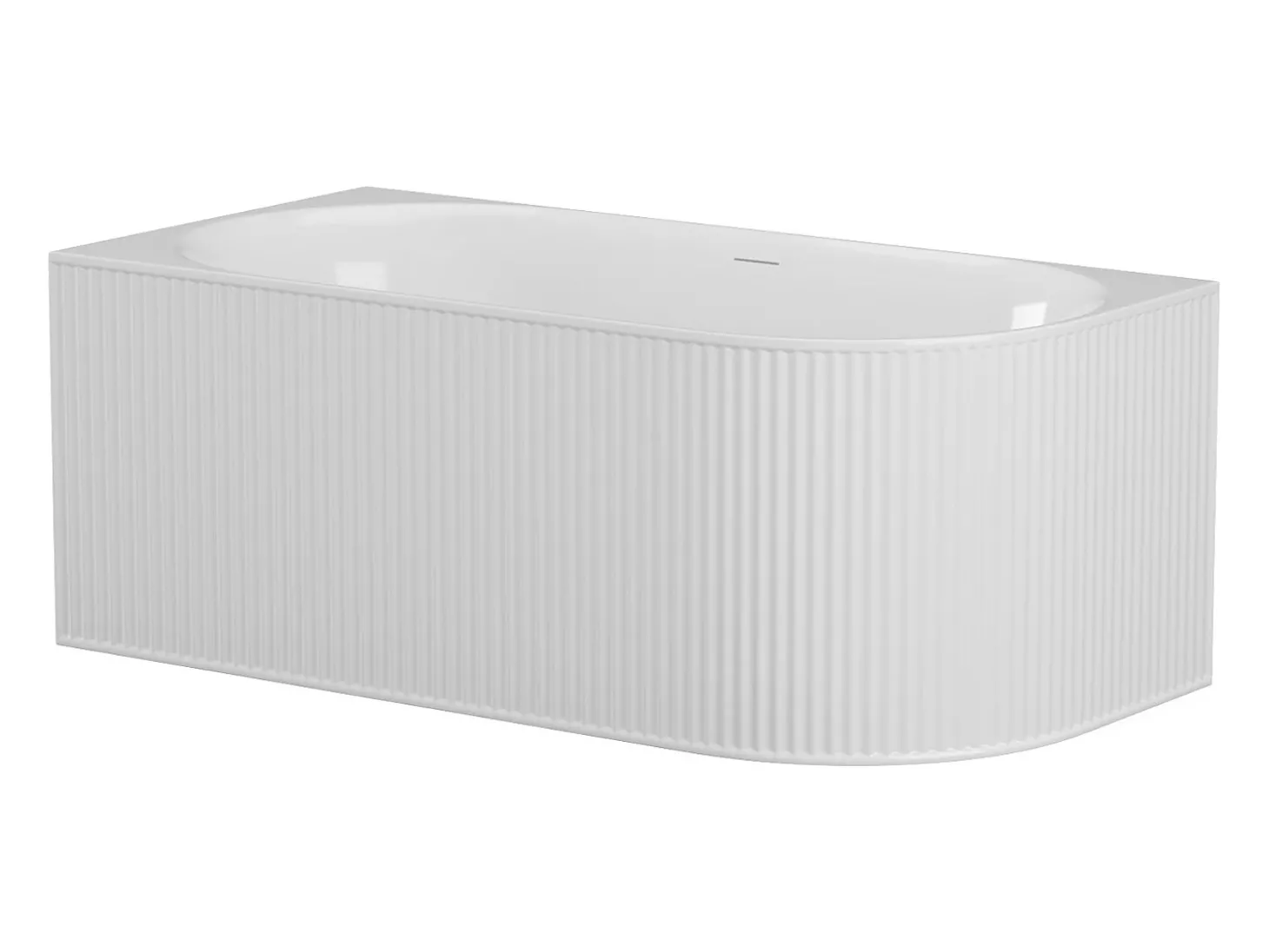 Banheira de canto estriada 240 L, branco fosco, acrílico, canto esquerdo 170 cm - BARBORI