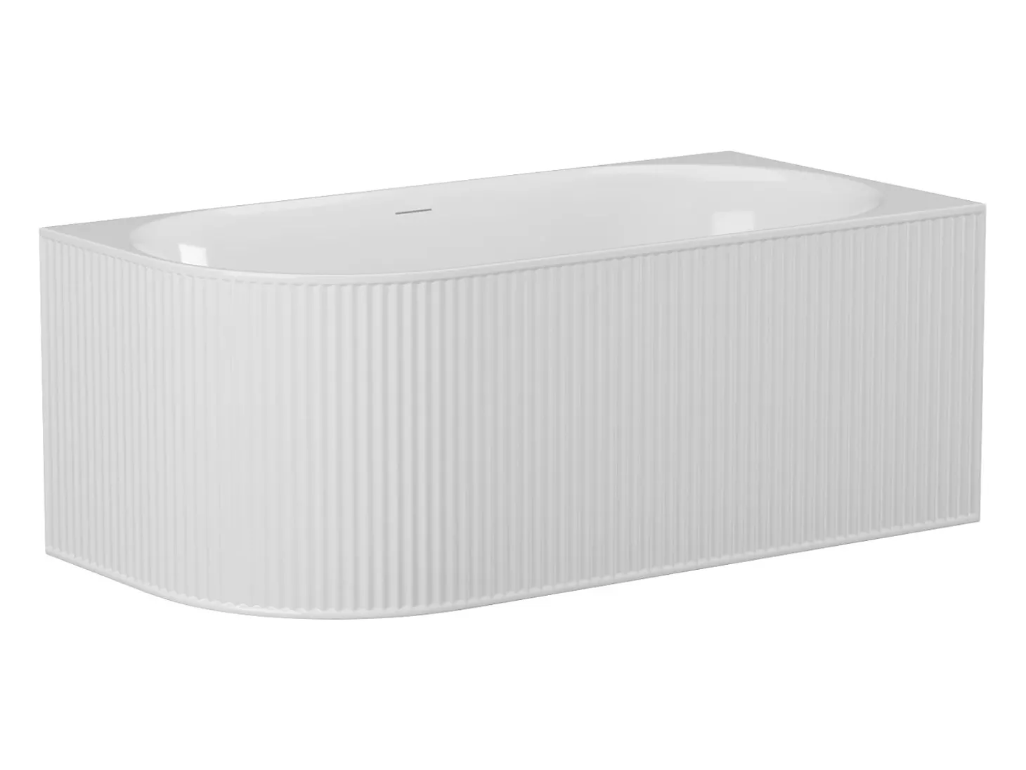 Banheira de canto estriada 200 L, branco fosco, acrílico, canto direito, 150 cm - BARBORI