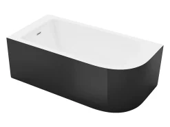 Banheira de canto oval acrílico preto 201 L, 150x75x58 cm, canto esquerdo ANIKA