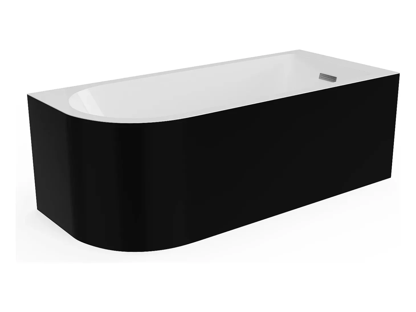 Banheira de canto oval acrílico preto 201 L, 150x75x58 cm, canto direito ANIKA
