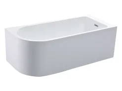 Banheira de canto oval branca em acrílico, 201 L, 150 x 75 x 58 cm, canto direito - ANIKA