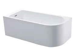 Banheira de canto oval branca em acrílico, 201 L, 150 x 75 x 58 cm, canto esquerdo - ANIKA