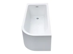Banheira de canto oval branca em acrílico, 201 L, 150 x 75 x 58 cm, canto esquerdo - ANIKA