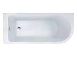 Banheira de canto oval branca em acrílico, 201 L, 150 x 75 x 58 cm, canto esquerdo - ANIKA