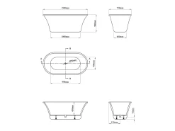 Banheira de design ilha em acrílico, 193 L, 150 x 75 x 58 cm, NOEMIE