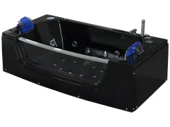 Banheira de hidromassagem preta 180 X 90 cm vidro frontal 14 jatos - Cherry