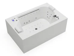 Banheira de hidromassagem branca - 2 lugares - 450 L - 185 x 120 x 65 cm - DEFORIA
