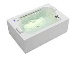 Banheira de hidromassagem branca - 2 lugares - 450 L - 185 x 120 x 65 cm - DEFORIA