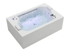 Banheira de hidromassagem branca - 2 lugares - 450 L - 185 x 120 x 65 cm - DEFORIA