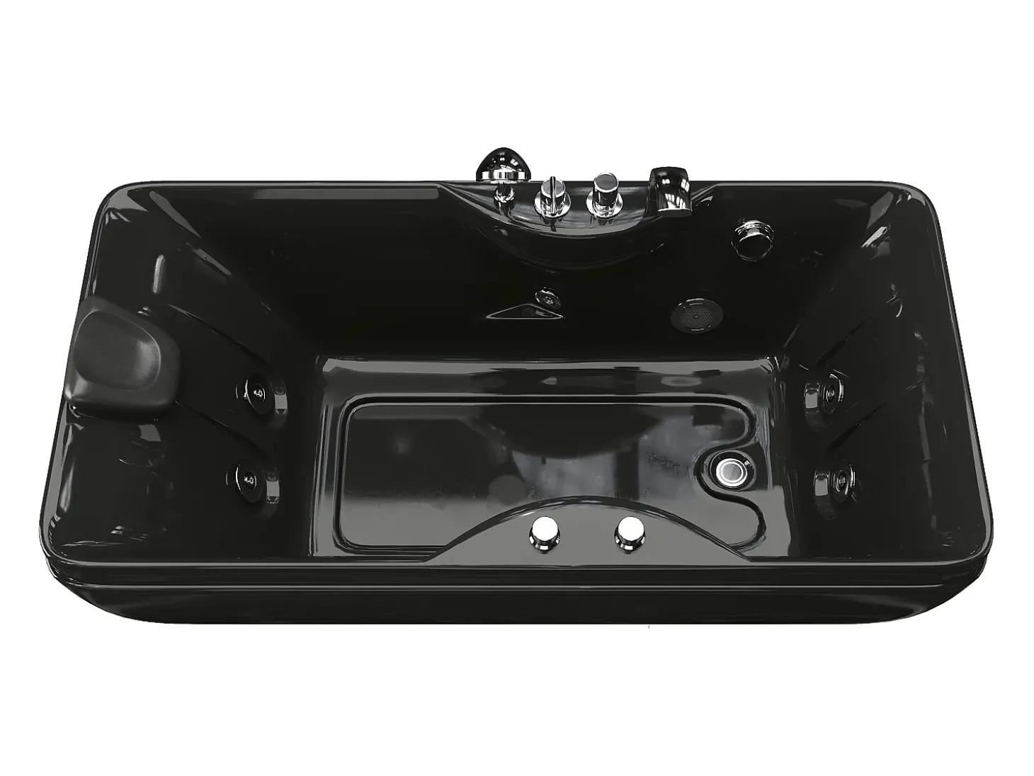 Banheira de hidromassagem preta canto direito, 1 lugar, 150 x 75 x 54,5 cm, 750 W GAVINO