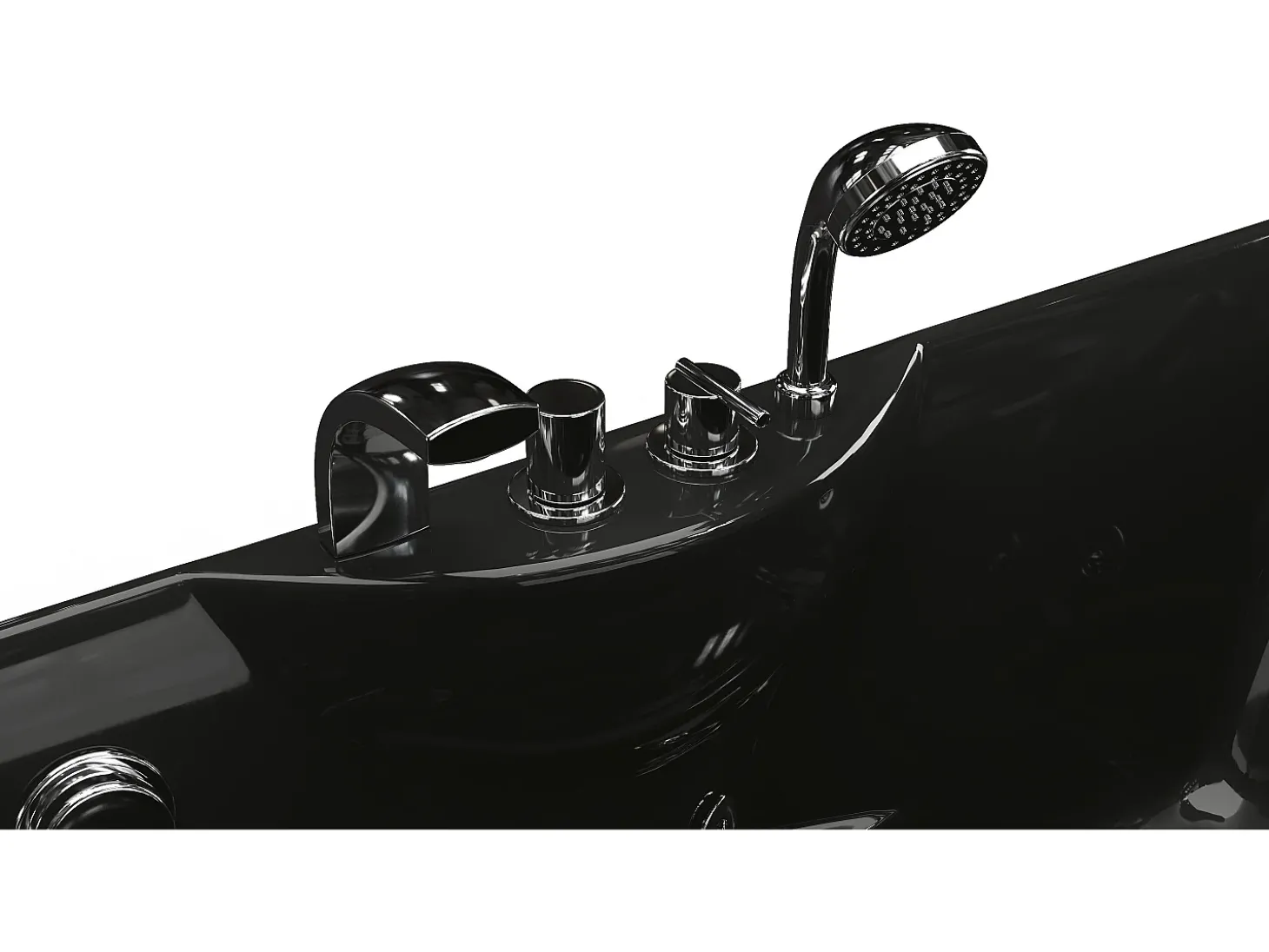 Banheira de hidromassagem preta canto direito, 1 lugar, 150 x 75 x 54,5 cm, 750 W GAVINO