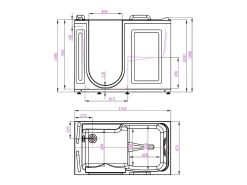 Banheira de hidromassagem com porta, 1 lugar, 355 L, 134,5 x 67,3 x 106 cm - BURAM