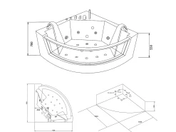 Banheira de hidromassagem branca 152 X 152 cm Bomba Dupla 19 jatos - Calliope
