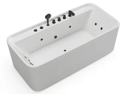 Banheira de hidromassagem branca listrada - 265 L - 170 x 80 x 58 cm - SIZORA