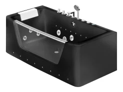 Banheira de hidromassagem vidrada com LEDs DYONA preta - 1 pessoa - 260L