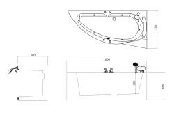 Banheira de hidromassagem branca, 1 lugar, C150 x A56 x L100 cm, canto reto, LUANA