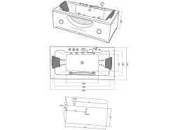 Banheira de hidromassagem preta 180 X 90 cm Cromoterapia 16 jatos - Gardenia