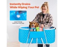 Banheira de Toalete, SucceBuy Banheira Dobrável para Cão Azul Claro para Pequenos Animais