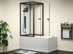 Banheira duche hidromassagem preto C150 x L75 x A215 cm, 36 jatos - DARIA
